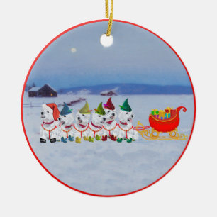 Ornement Rond En Céramique Sleigh
