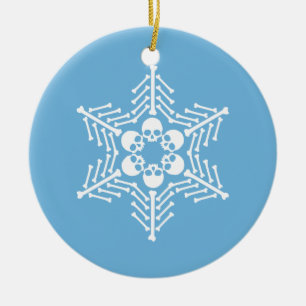 Ornement Rond En Céramique Snowflakes gothique du crâne