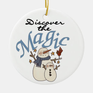 Ornement Rond En Céramique Snowman Découvrez l'ornement magique