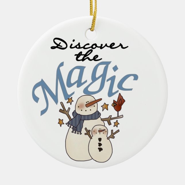 Ornement Rond En Céramique Snowman Découvrez l'ornement magique (Devant)