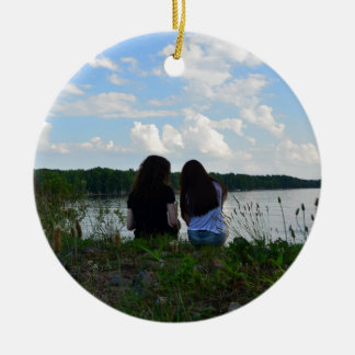 Ornement Rond En Céramique Soeurs/famille