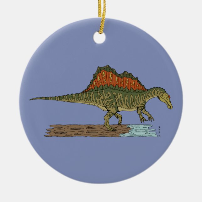 Ornement Rond En Céramique Spinosaure de Dinosaure Crétacé (Devant)