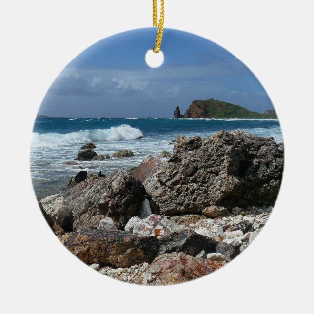 Ornement Rond En Céramique St. Thomas Rocky Beach (Devant)