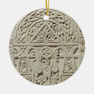 Ornement Rond En Céramique Stela funéraire avec une colombe ou un aigle,