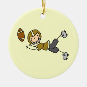 Ornement Rond En Céramique Stick Figure Football Gold