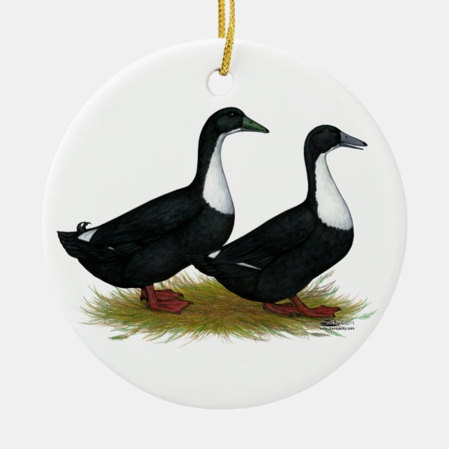 Ornement Rond En Céramique Suédois Canards Noirs (Devant)