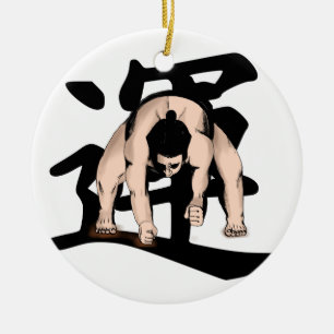 Ornement Rond En Céramique sumo-wrestling