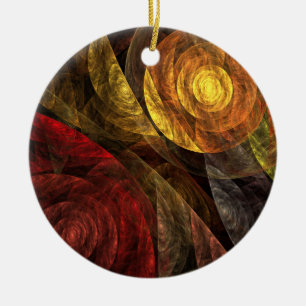 Ornement Rond En Céramique Sun Flower Floral Moderne Art Motif Abstrait