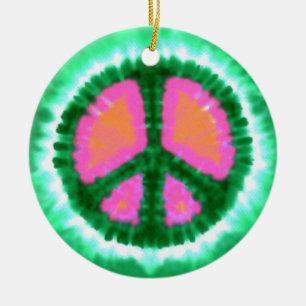 Ornement Rond En Céramique SYMBOLE DE PAIX PsychÉLIQUE Noël