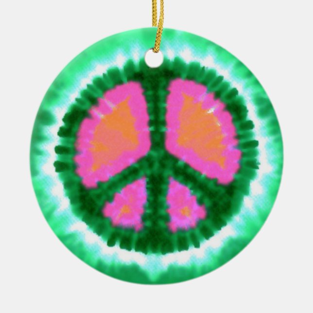Ornement Rond En Céramique SYMBOLE DE PAIX PsychÉLIQUE Noël (Devant)