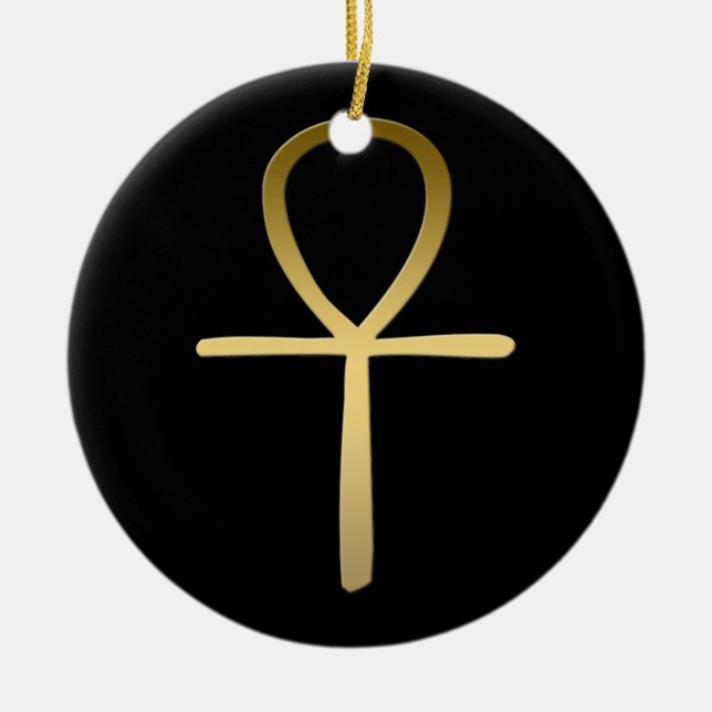 Ornement Rond En Céramique Symbole égyptien croisé d'Ankh (Devant)