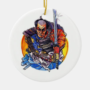 Ornement Rond En Céramique Symbole frais Katana samouraï japonais de tatouage