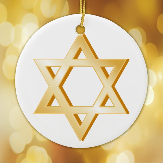 Ornement Rond En Céramique Symbole judaïsme (Gold Star of David, symbol of the Jewish faith.)