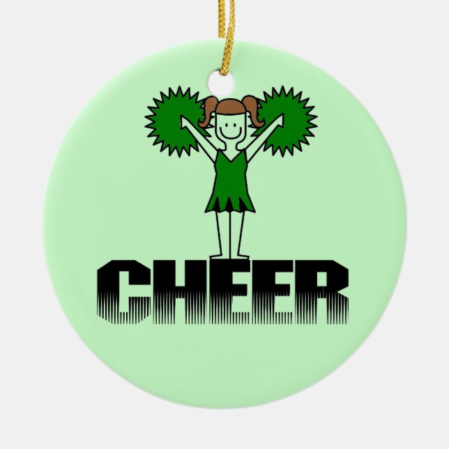 Ornement Rond En Céramique T-shirts et cadeaux Cheerleading verts (Devant)