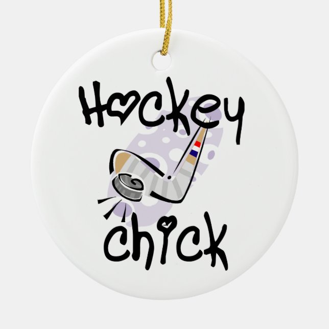 Ornement Rond En Céramique T-shirts et cadeaux de poussin d'hockey (Devant)