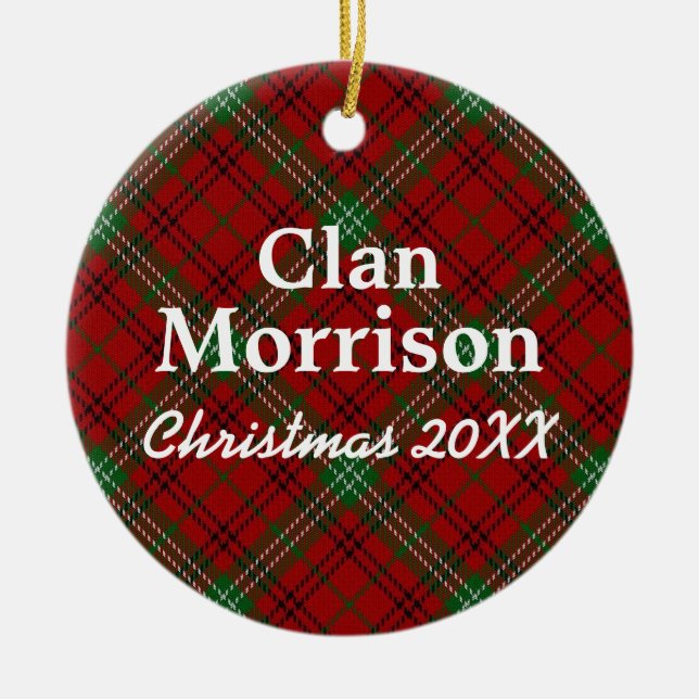 Ornement Rond En Céramique Tartan d'écossais de Morrison de clan (Devant)
