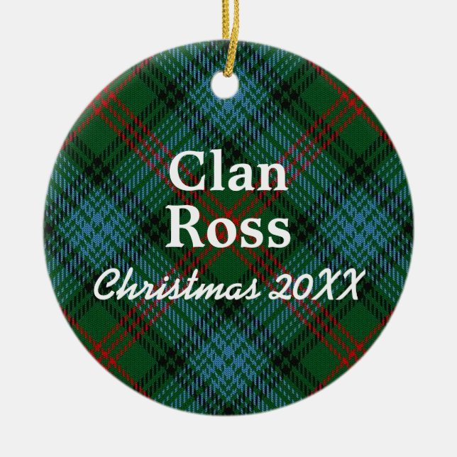 Ornement Rond En Céramique Tartan d'écossais de Ross de clan (Devant)