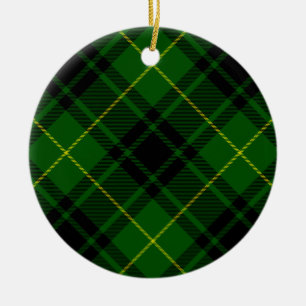 Ornement Rond En Céramique tartan vert MacArthur carreaux