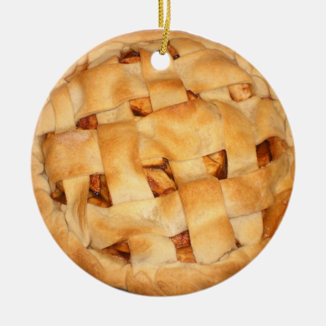 Ornement Rond En Céramique Tarte à la pomme (Devant)