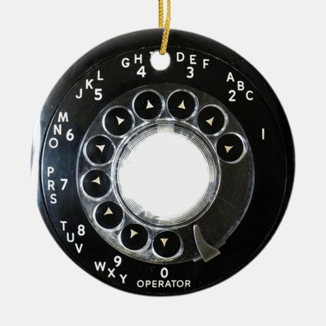 Ornement Rond En Céramique Téléphone Rotary (Devant)