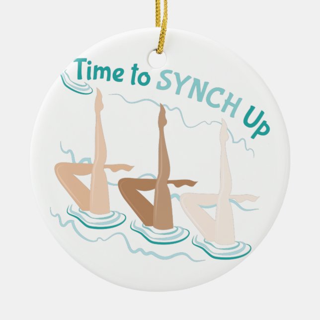 Ornement Rond En Céramique Temps à Synch (Devant)