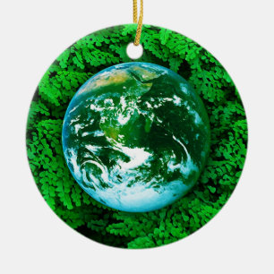 Ornement Rond En Céramique Terre verte - conscience écologique
