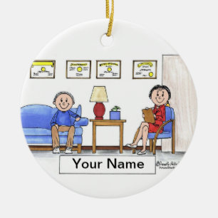 Ornement Rond En Céramique Thérapeute, psychologue - femelle