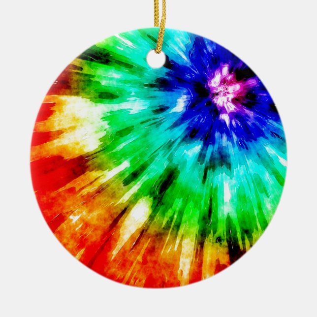 Ornement Rond En Céramique Tie Dye rencontre l'aquarelle (Devant)