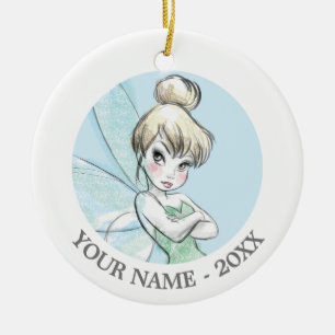 Ornement Rond En Céramique Tinker Bell   Armoiries pastel croisées