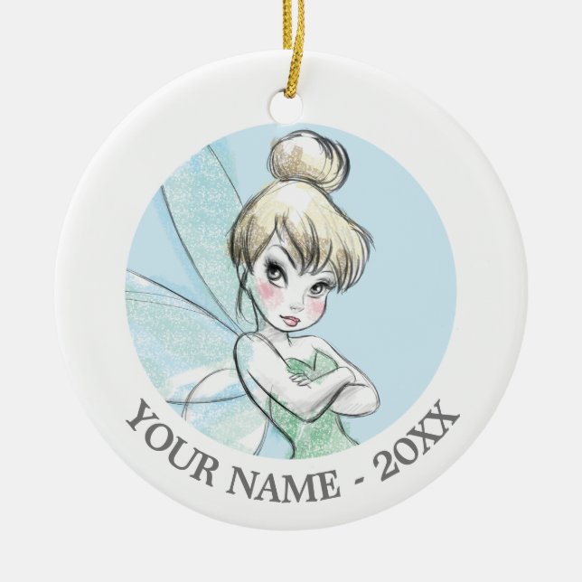 Ornement Rond En Céramique Tinker Bell | Armoiries pastel croisées (Devant)