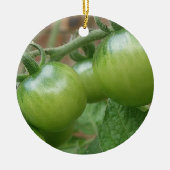 Ornement Rond En Céramique Tomates vertes Personnalisé Anniversaire (Devant)