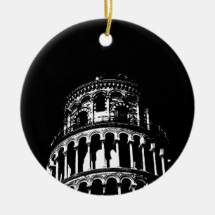 Ornement Rond En Céramique Tour blanche noire de Pise Italie