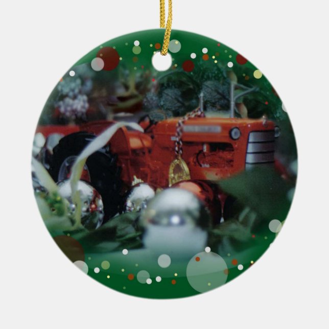 Ornement Rond En Céramique tracteurs de jouet pour Noël 3 (Devant)