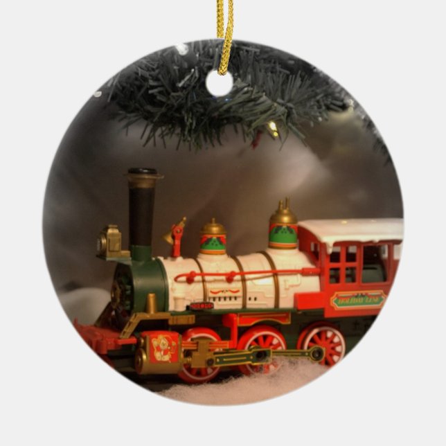Ornement Rond En Céramique Train rapide de Noël (Devant)