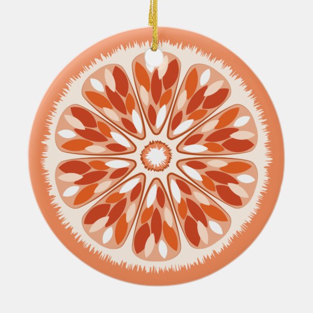 Ornement Rond En Céramique Tranches d'agrumes orange (Dos)
