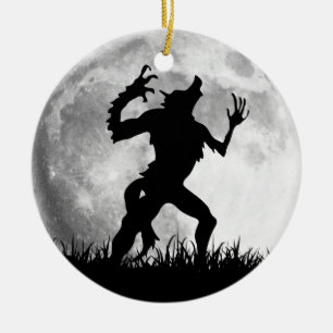 Ornement Rond En Céramique Transformation de Pleine lune de loup-garou