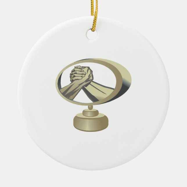 Ornement Rond En Céramique Trophée de bras de fer (Devant)