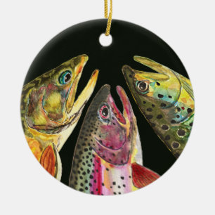 Ornement Rond En Céramique Trout fishing