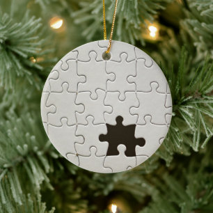 Ornement Rond En Céramique Tu Me Complètes Romantique Noir et Blanc Puzzle