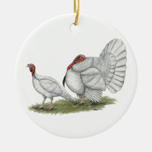 Ornement Rond En Céramique Turkeys White Hollands