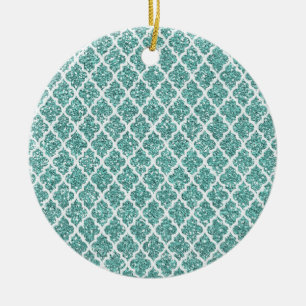 Ornement Rond En Céramique Turquoise