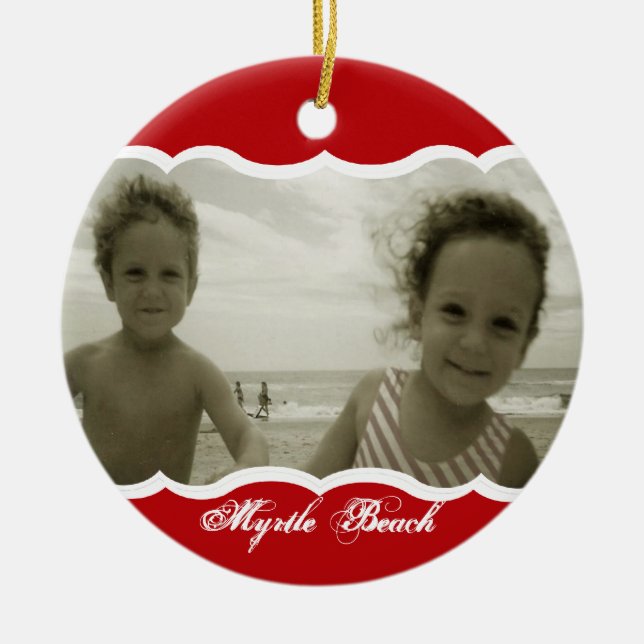 Ornement Rond En Céramique Twin Photo Red (Devant)
