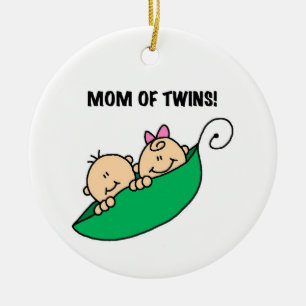 Ornement Rond En Céramique Twins Maman - Pois dans les cadeaux de pod