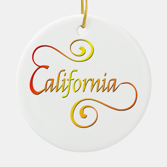 Ornement Rond En Céramique Typographie de Californie (Devant)
