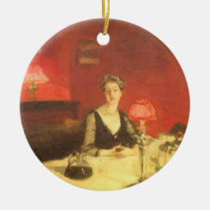 Ornement Rond En Céramique Un dîner table de nuit par John Singer Sargent