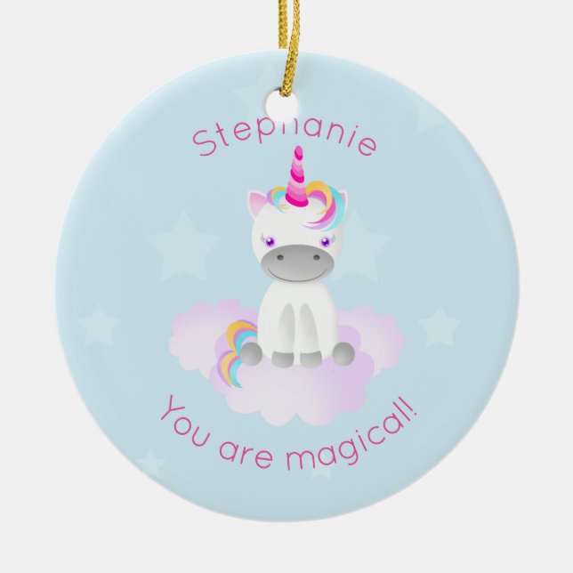 Ornement Rond En Céramique Unicorne magique (Devant)