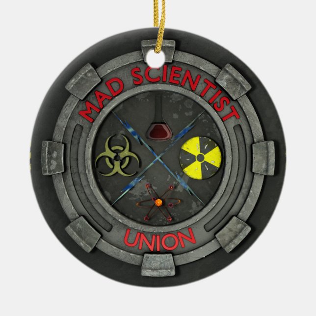 Ornement Rond En Céramique Union folle de scientifique (Devant)