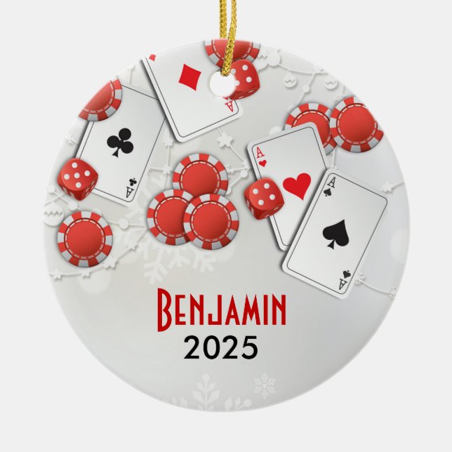 Ornement Rond En Céramique Vacances de casino (Devant)