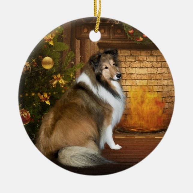 Ornement Rond En Céramique Vacances "grâce" Sheltie (Devant)