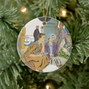 Ornement Rond En Céramique Vacances Vintage, Passagers Bateau de Croisière su